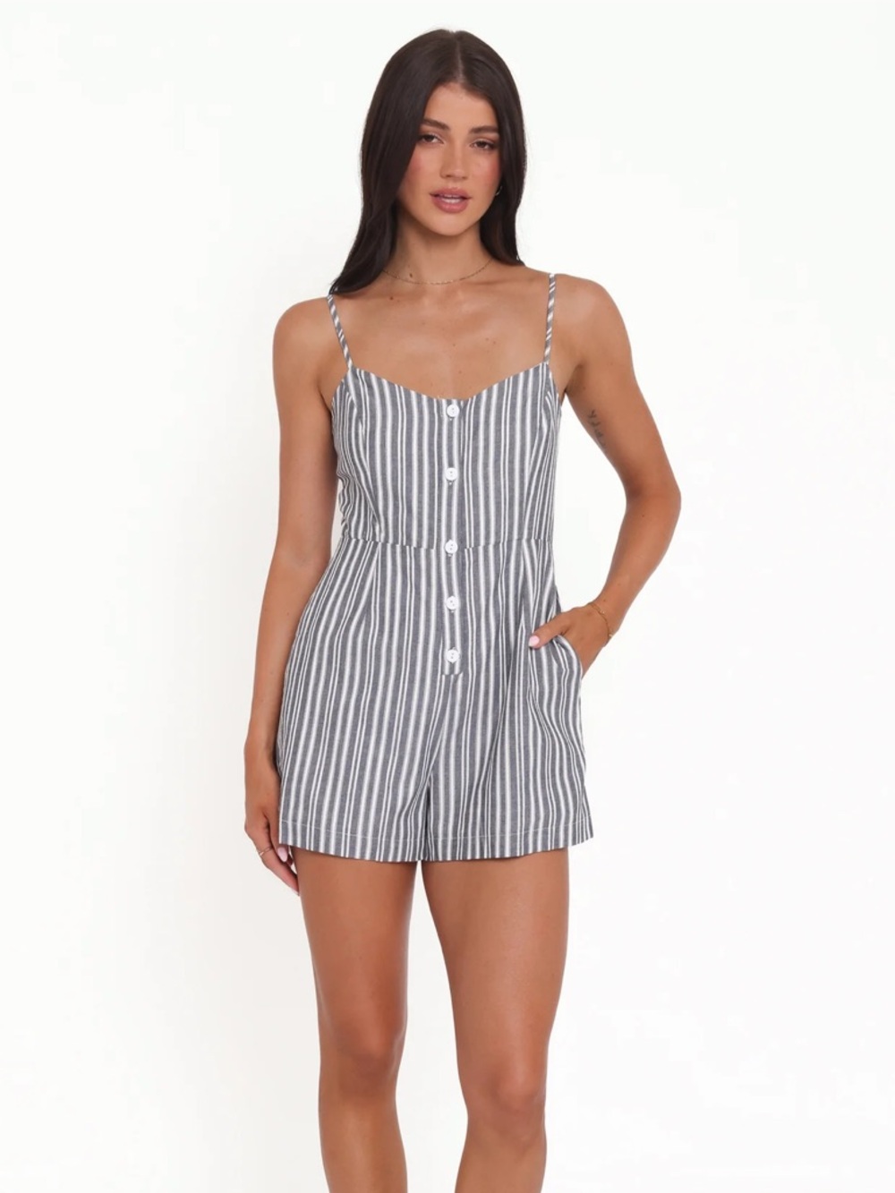 Reesa Romper Petal & Pup Smoke stripe